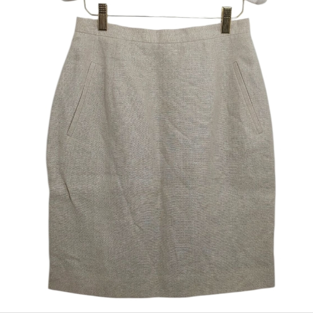 Talbots Women's Size 8 Skirt Pencil 100% Irish Linen Cream